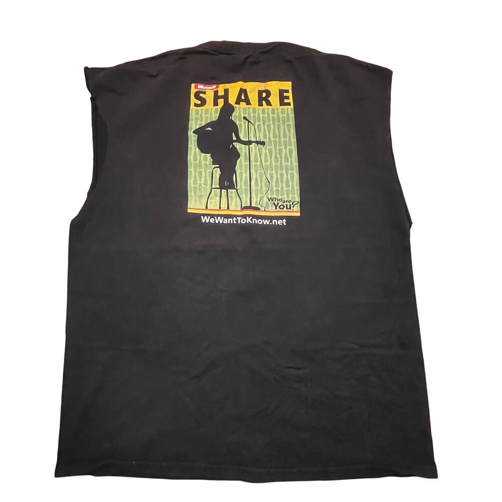 VTG Microsoft Share‎ Who Are You Guitar T Shirt WeWantToKnow Promo Shirt Men XL